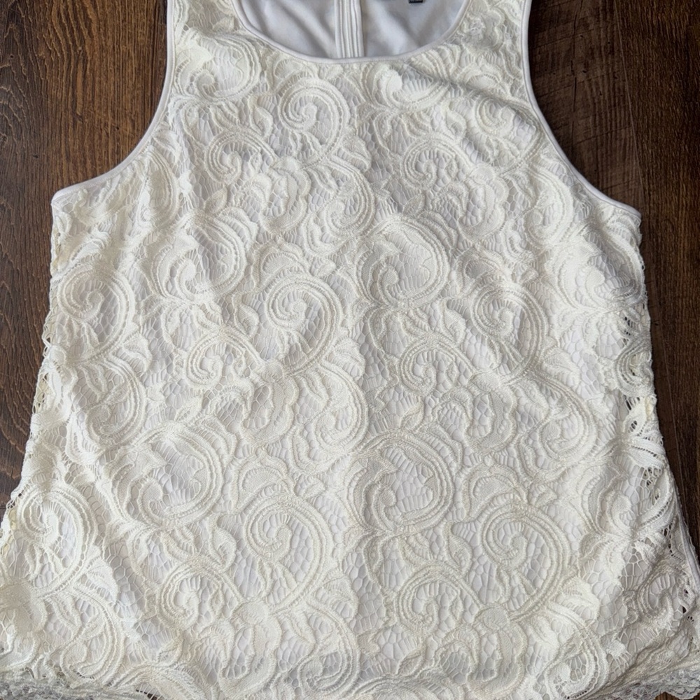 Adrianna Papell White Lace Blouse